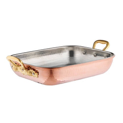 Hand-hammered copper, tin-lined Rectangular Gratin from Ruffoni