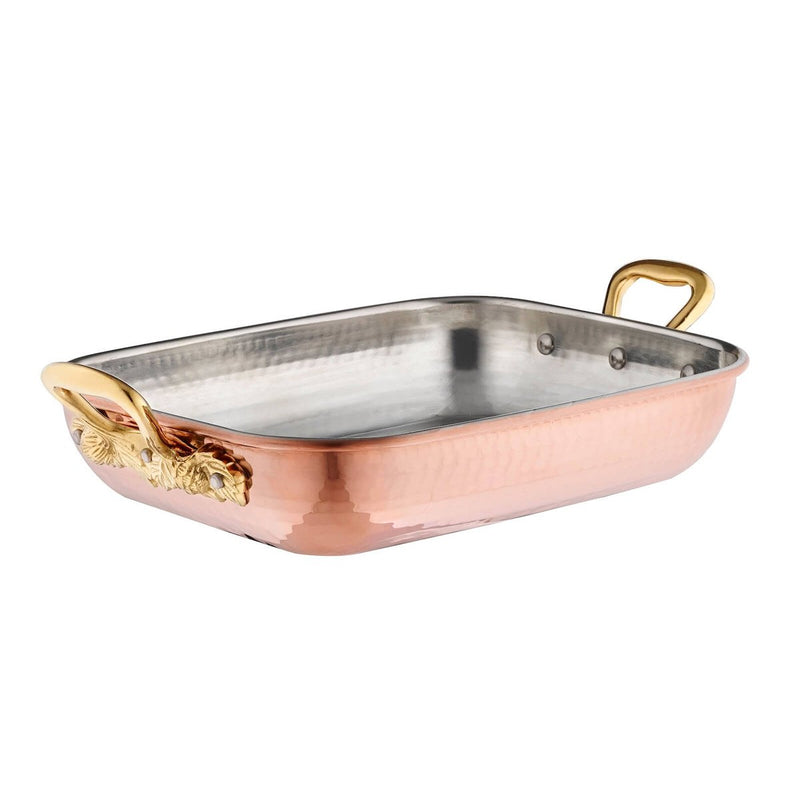 Hand-hammered copper, tin-lined Rectangular Gratin from Ruffoni