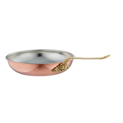 Decorative fry pan made of hand hammered copper and lined with tin