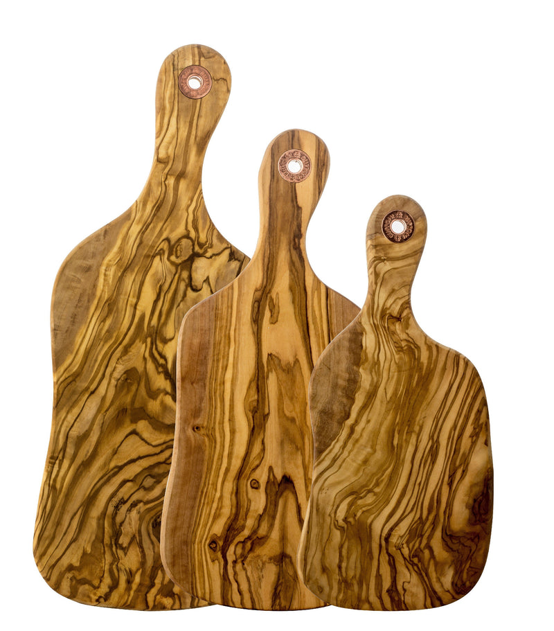 Set of 3 different sized cutting boards made in olivewood, by Ruffoni