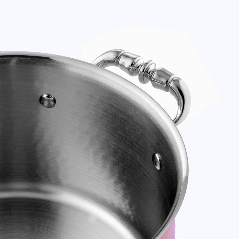 Stainless steel interior of the soup pot