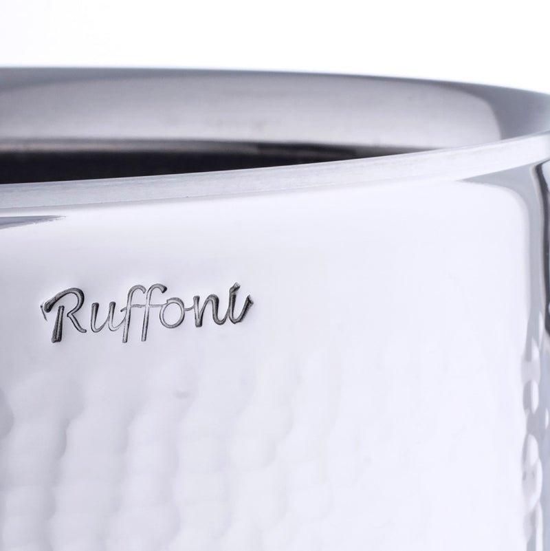 Ruffoni engraving on the outside of the stainless steel stockpot