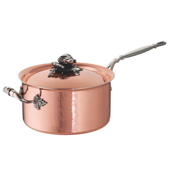 Hand-hammered, copper saucepan with stainless steel lining from Ruffoni