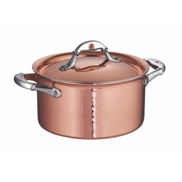 Hand-hammered, copper soup pot with stainless steel lining from Ruffoni