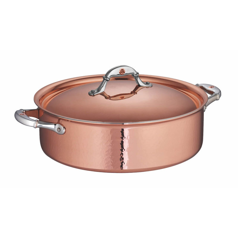 Large Hand-hammered, copper braiser with stainless steel lining from Ruffoni